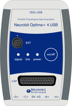 Neurobit Optima+ 4 USB - quipement portable pour le neurofeedback, le biofeedback et la mesure de signaux physiologiques