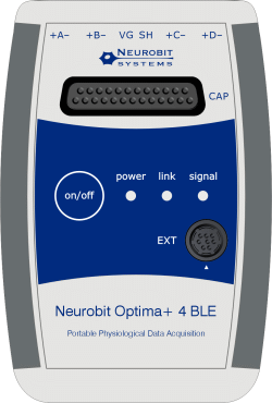 Neurobit Optima+ 4 BLE - Apparecchiatura portatile per neurofeedback, biofeedback e misurazione dei segnali fisiologici
